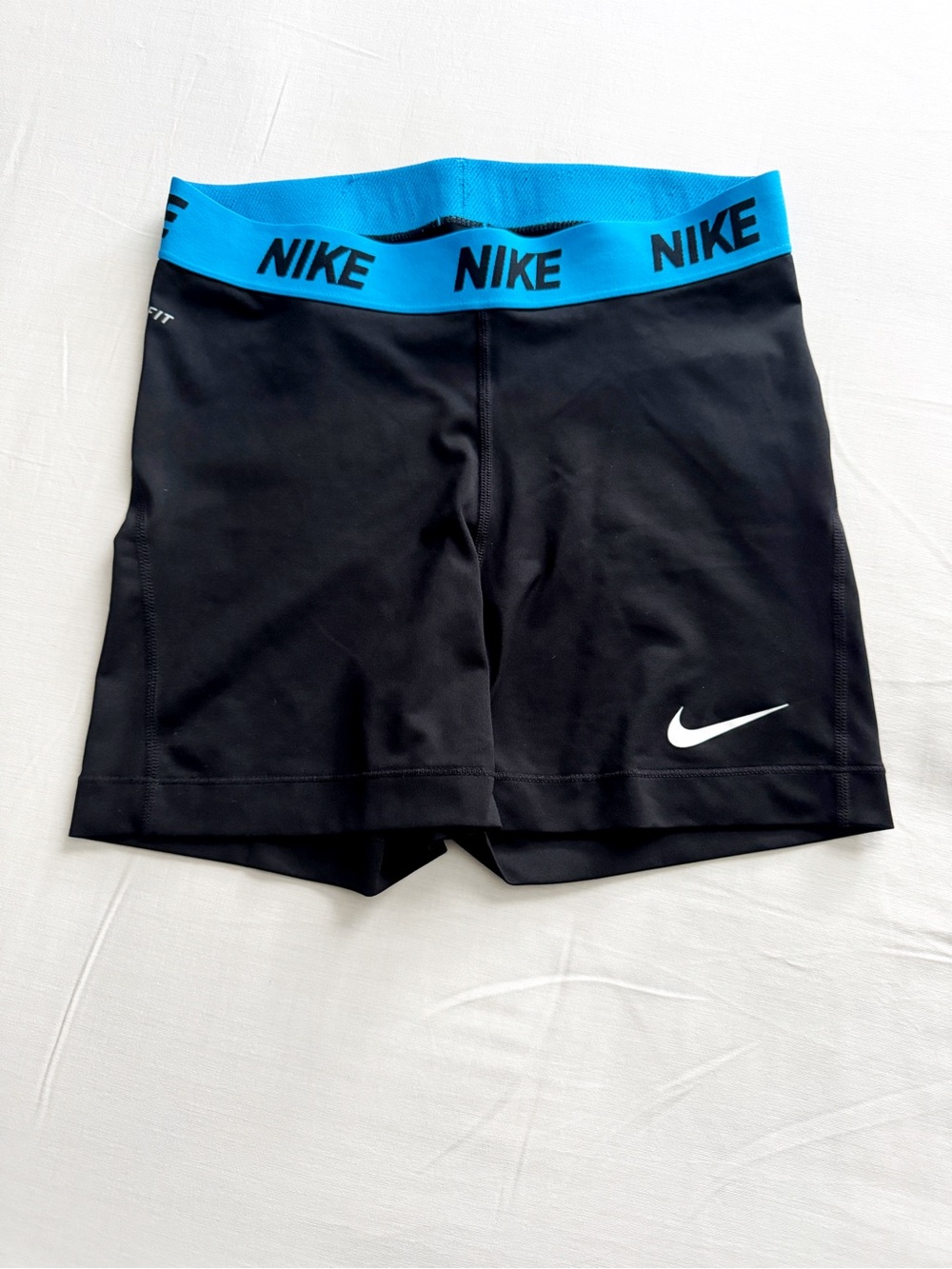 Nike Black Shorts with Bright Blue Elastic Waistband